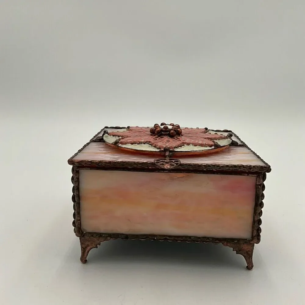 HANDCRAFTED Stained Glass Jewelry Box Keepsake Box